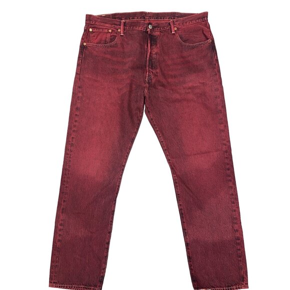 LEVI’S Men’s 501 CT Custom Tapered W40 L32 Button‎ Fly Red Denim, Colored Denim - Picture 1 of 8